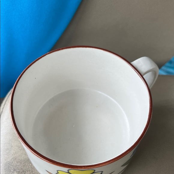 Mid Century Flowers Flower Floral Soup Mug Cup 
14oz. Hand Painted - Picture 3 of 3